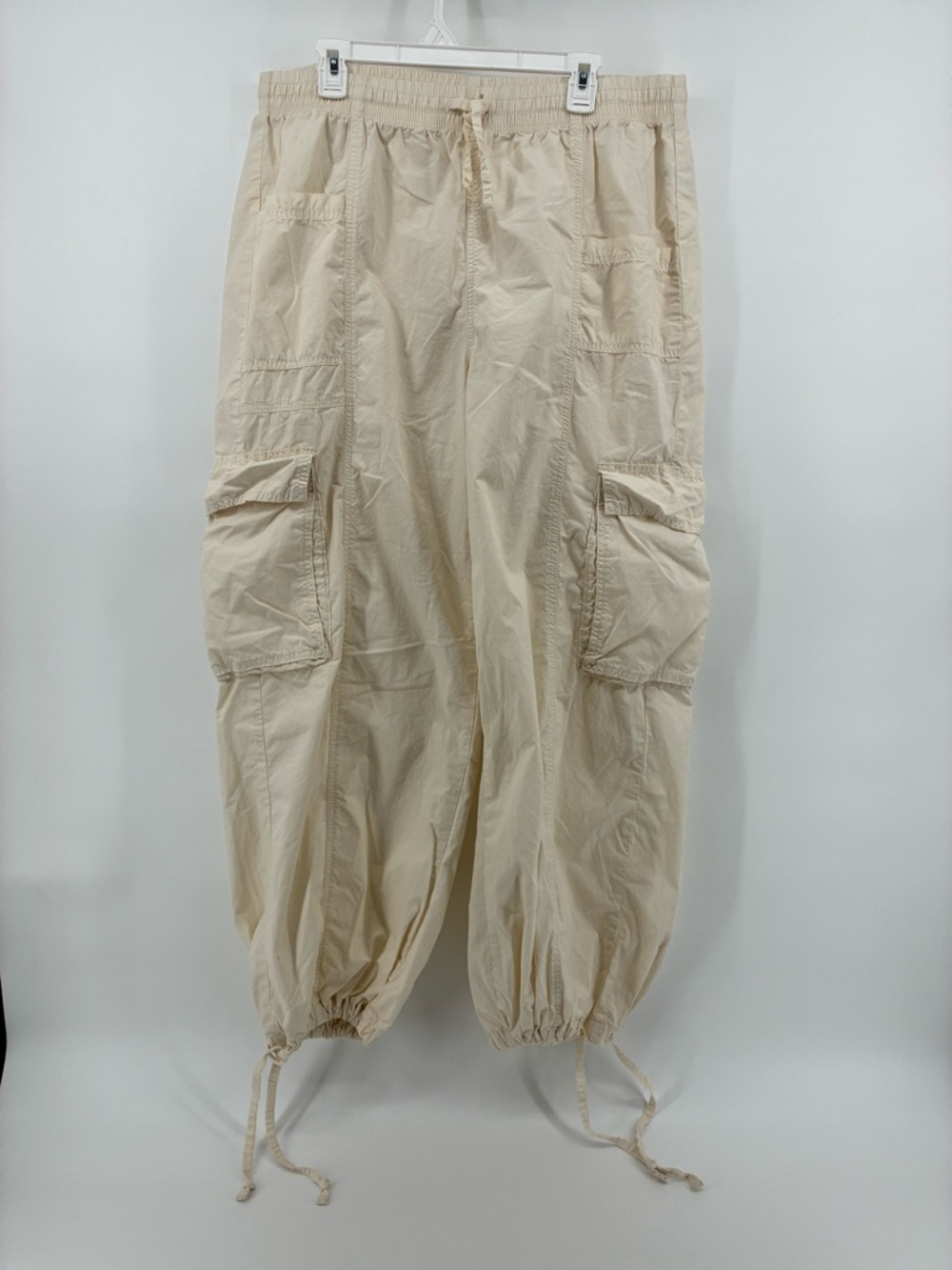 aerie Cream Wide-Leg Cargo Pants with Drawstring Waist - Picture 6 of 16